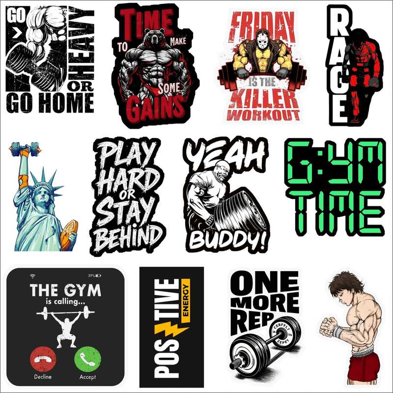 Gym Motivation Sticker Pack – Fitness Quotes & Workout Vinyl