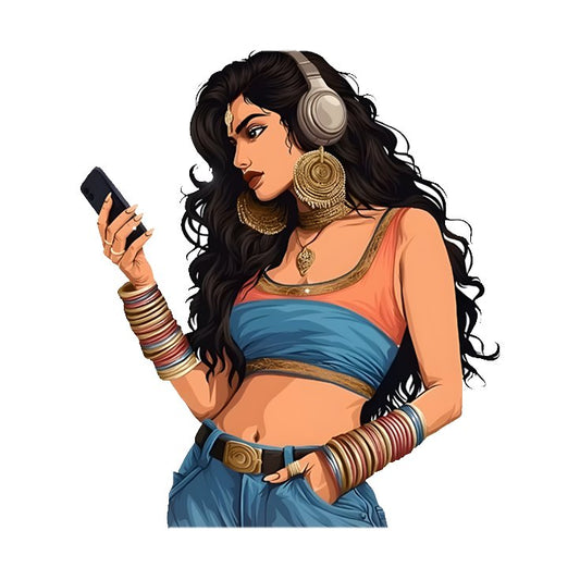 Girl With Swag  Enjoying Music