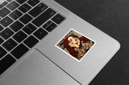 Girl in Red hair  Posing before Newspaper