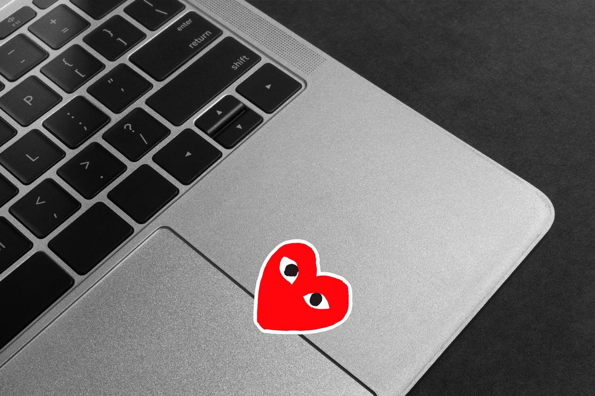 Red Heart With Eyes - Laptop Mockup