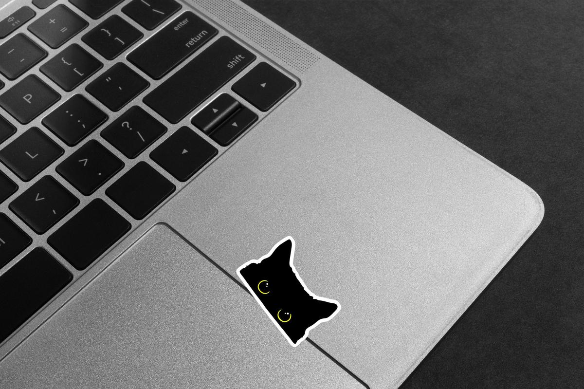 Black Cat Glowing Eyes - Laptop Mockup