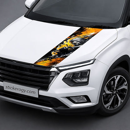 Blazing Swordsman bonnet wrap on car
