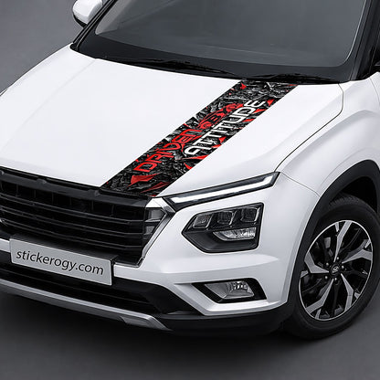 Driven By Attitude bonnet wrap on car