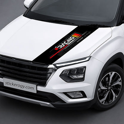 Racing Speed bonnet wrap on car