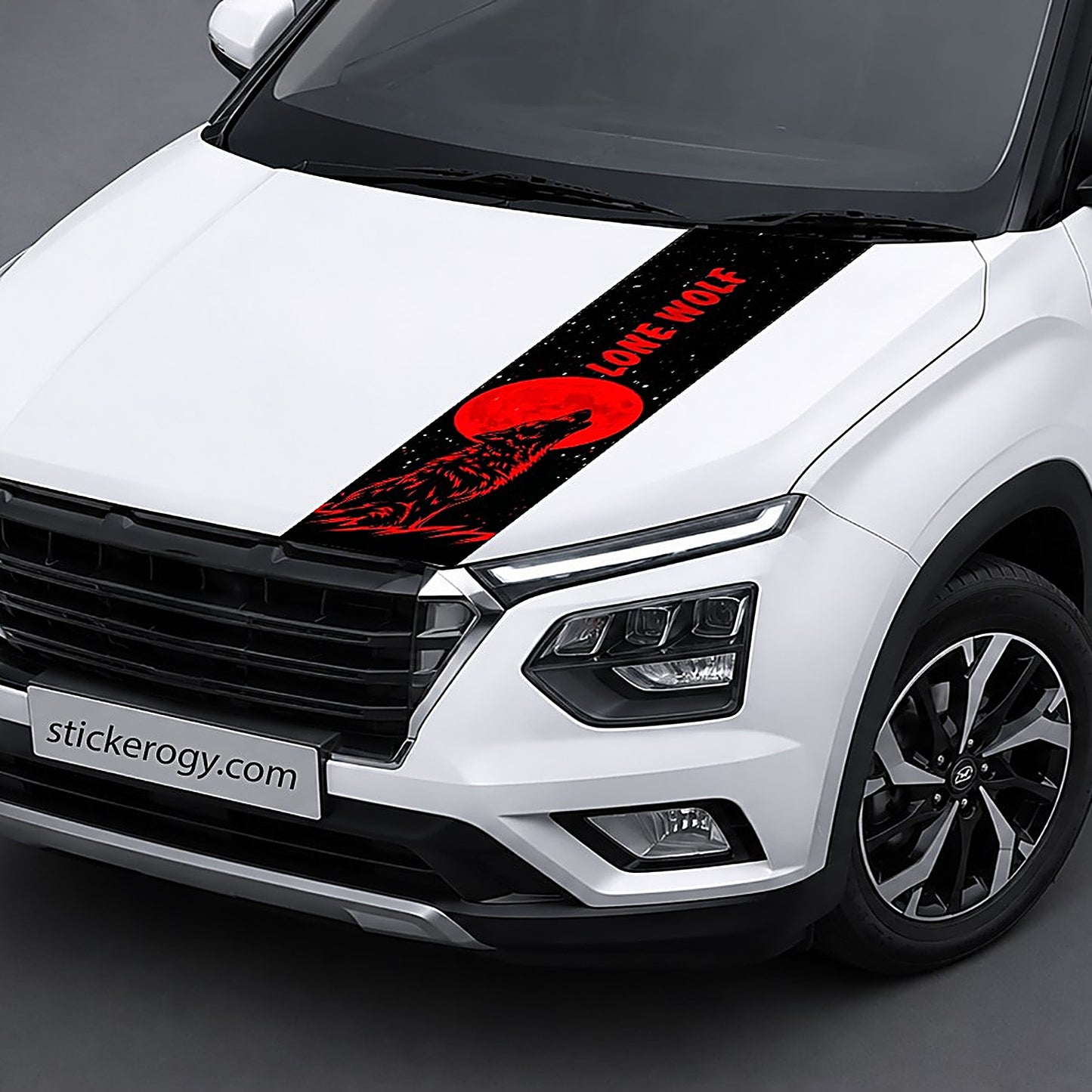 Lone Wolf bonnet wrap on car