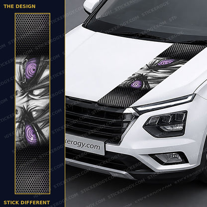 Cursed Eyes car bonnet wrap design and on-car preview