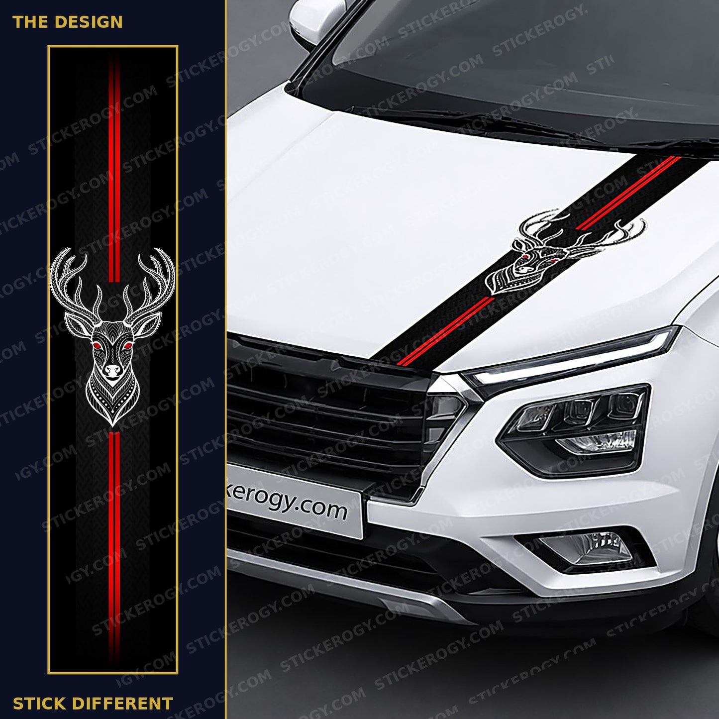Royal Stag car bonnet wrap design and on-car preview