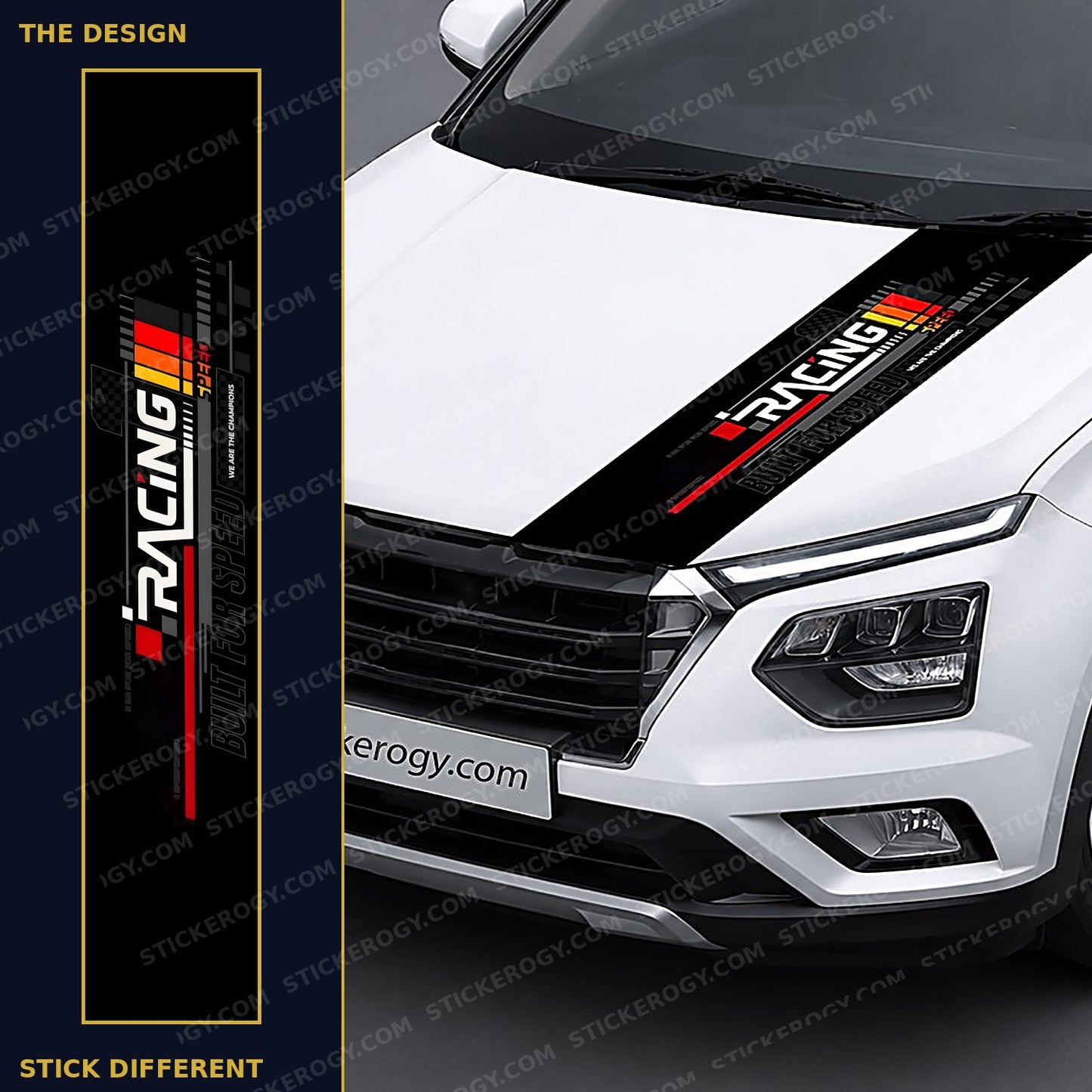 Racing Speed car bonnet wrap design and on-car preview