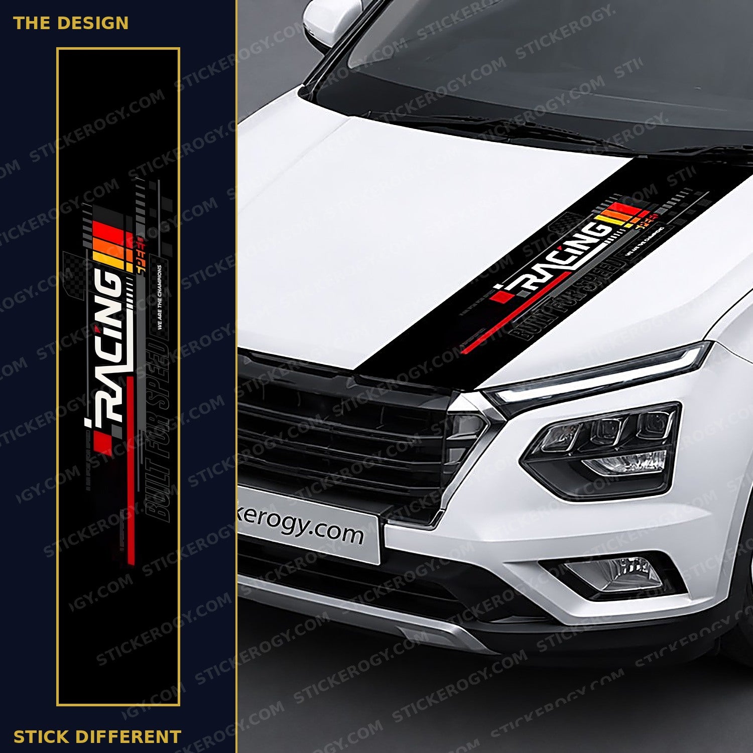 Racing Speed car bonnet wrap design and on-car preview