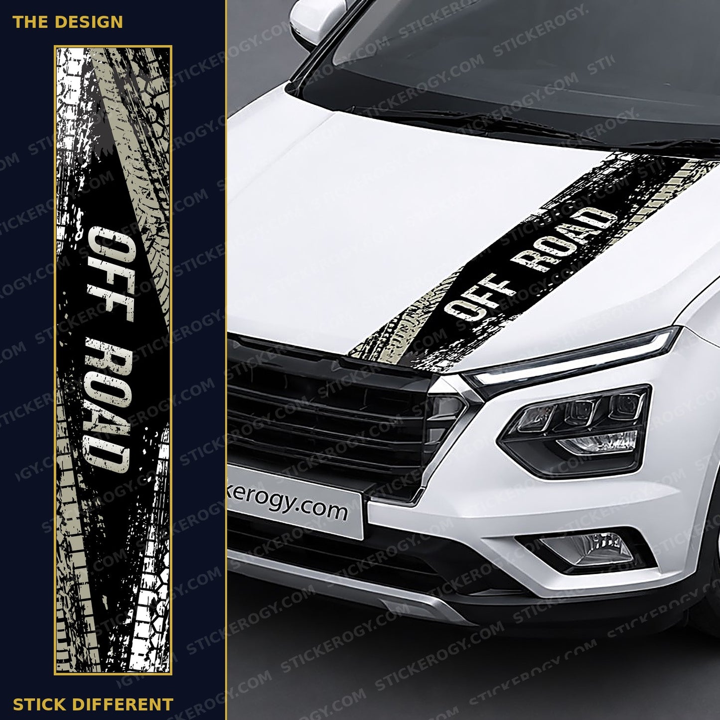Off Road car bonnet wrap design and on-car preview