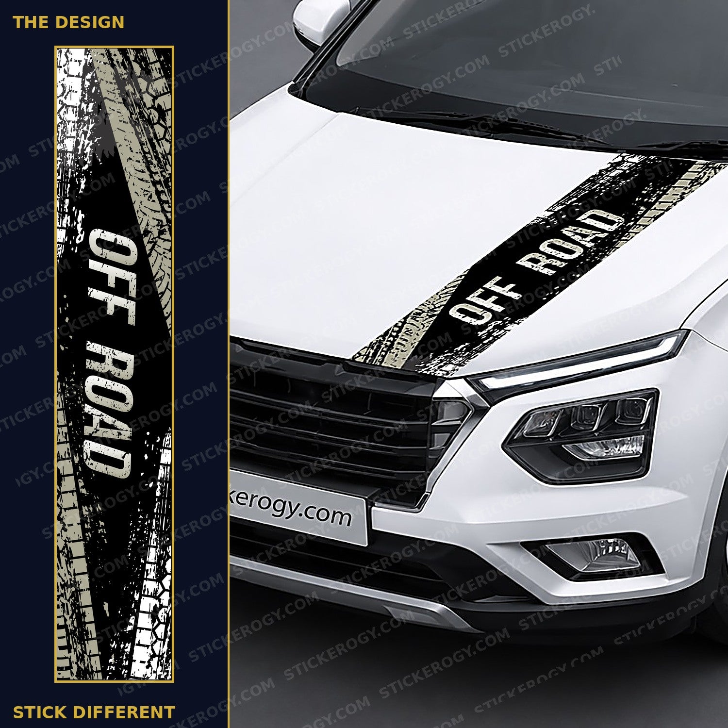 Off Road car bonnet wrap design and on-car preview