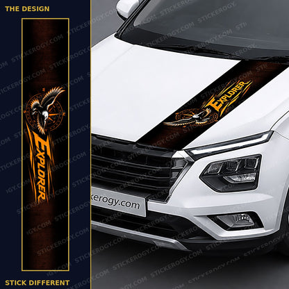 Explorer car bonnet wrap design and on-car preview